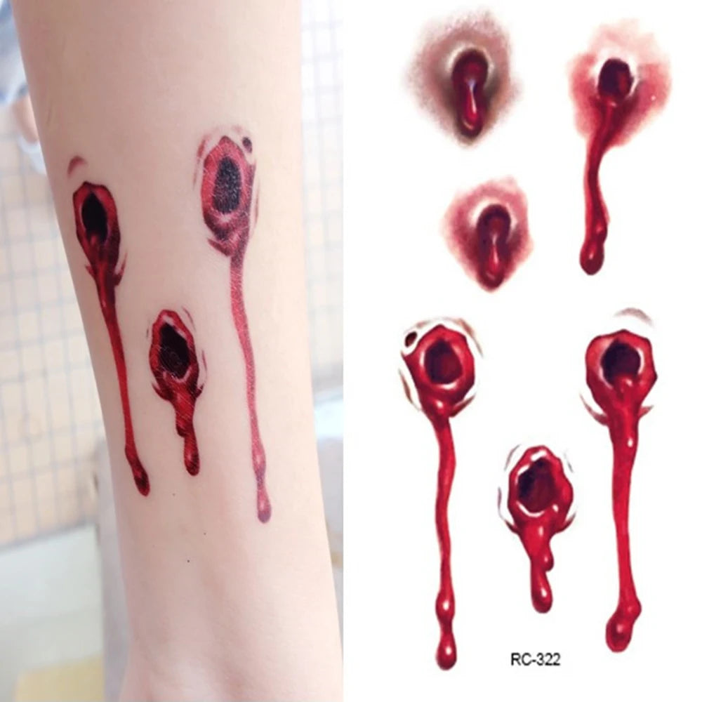 Halloween Horror Wound Stickers Blood Injury Fake Scab Scar Scary Temporary Scar Tattoos Stickers Holiday DIY Party Decorations