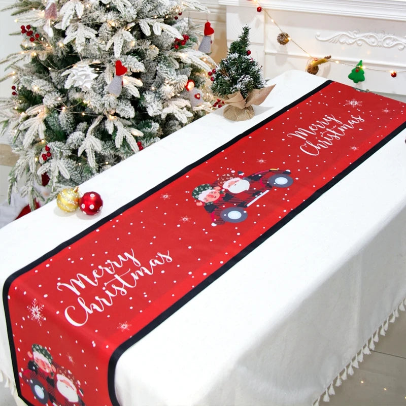 Christmas Table Runner Merry Christmas Decoration for Home Xmas Party Decor 2024 Navidad Notal Noel Ornament Happy New Year 2025