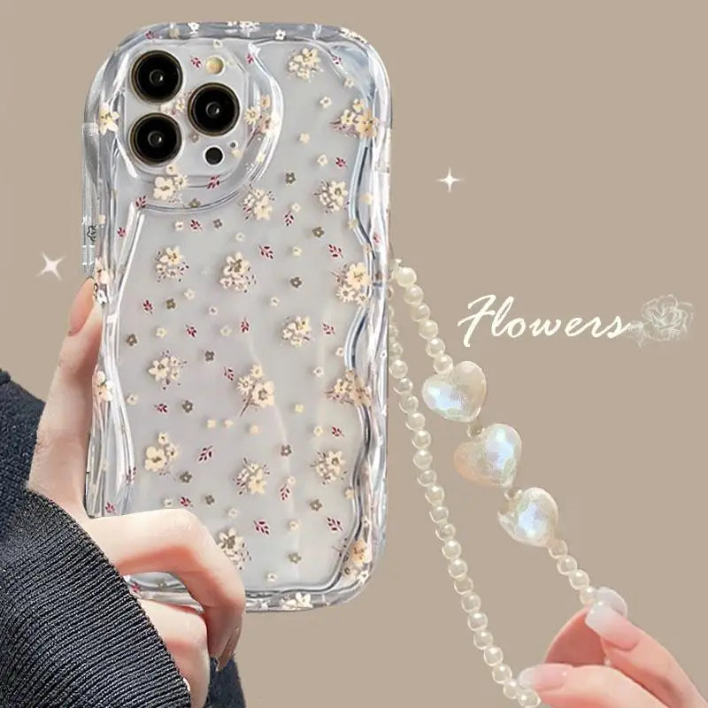 Flower Bracelet Chain Phone Case For Samsung Galaxy A52 A32 A72 A52S A31 A51 A71 A13 A04E A03 Core A21S A22 A23 Wavy Soft Cover