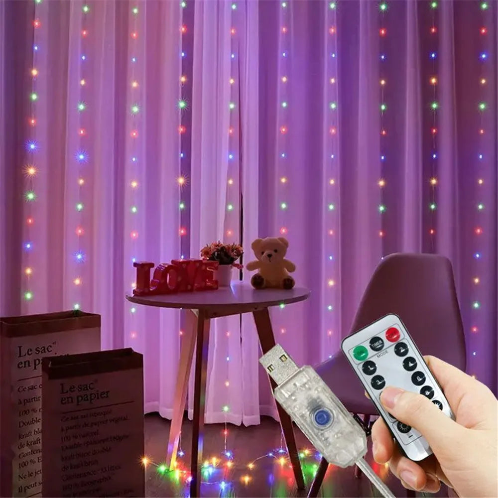 USB RGB Garland Curtain Festoon LED Lights Fairy Light Ramadan Christmas Tree Decoration 2024 Bedroom Room Decor Aesthetic