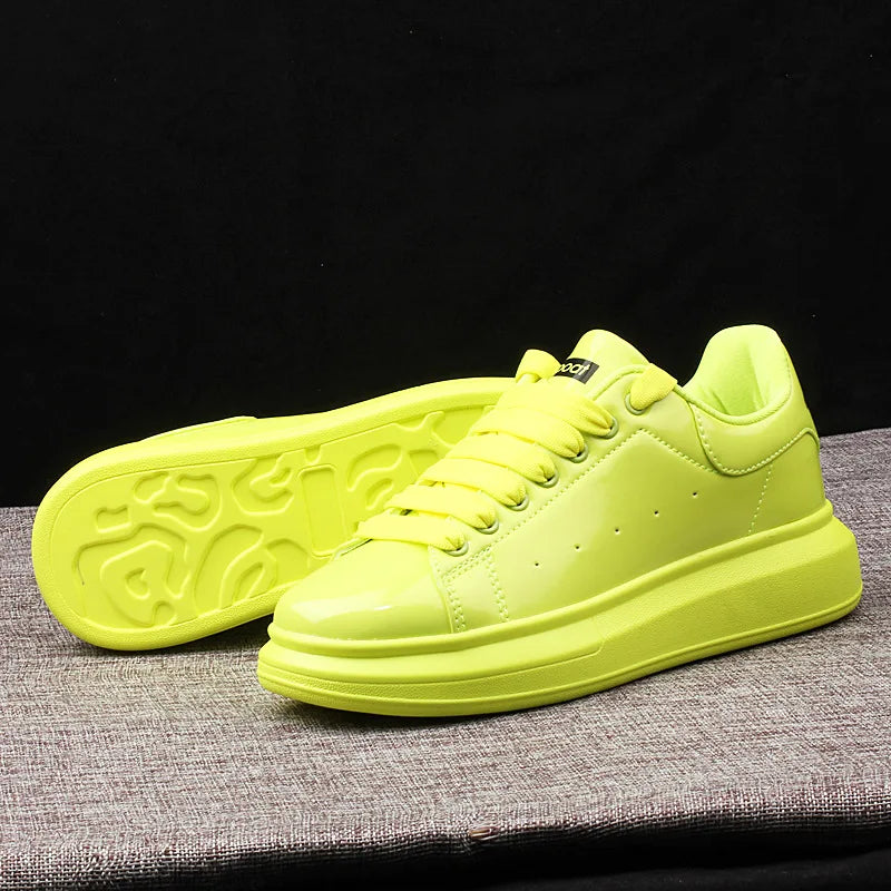 Sneaker Casual Men Women Designer Board Shoes Fashion Patent Leather Breathable Increased Internal Flat Platform White Shoes