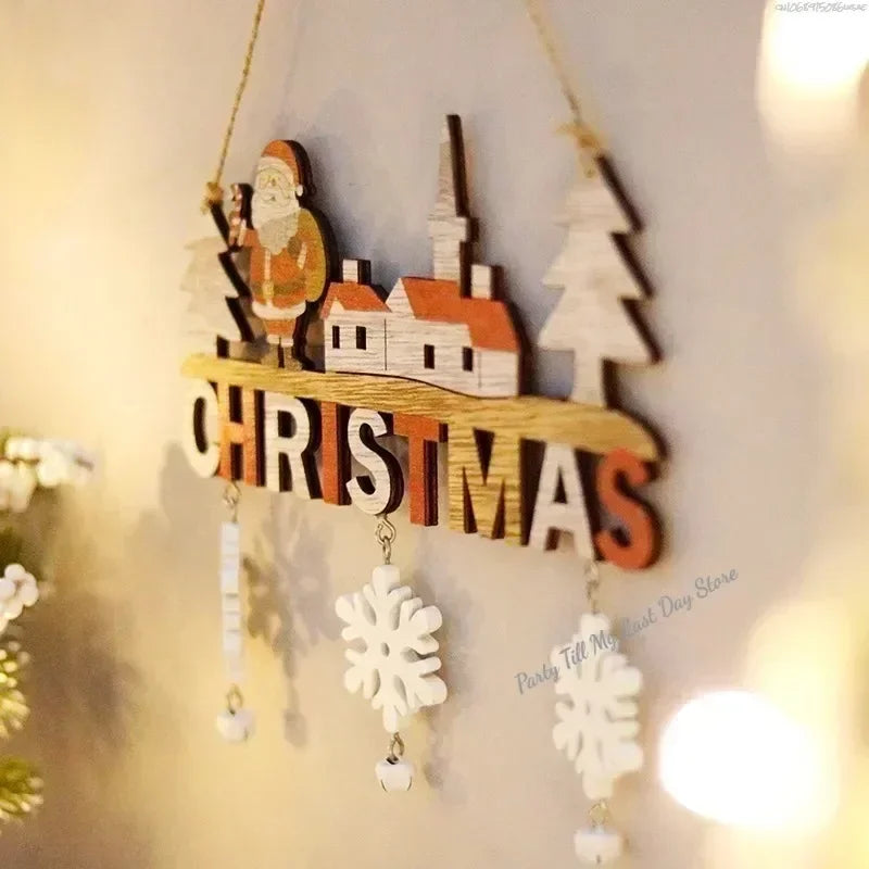 Christmas Decorative Door Hanger Wooden Pendant Christmas Gift Christmas Home Decoration New Year Naviidad Door Pendants