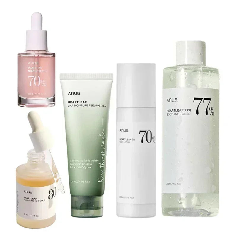 Heartleaf Anua 77% Serum Set Anti-aging Peach Essence Moisturizing Emulsion Fade Fine Lines Toner Deep Cleaning Facial Skin Care