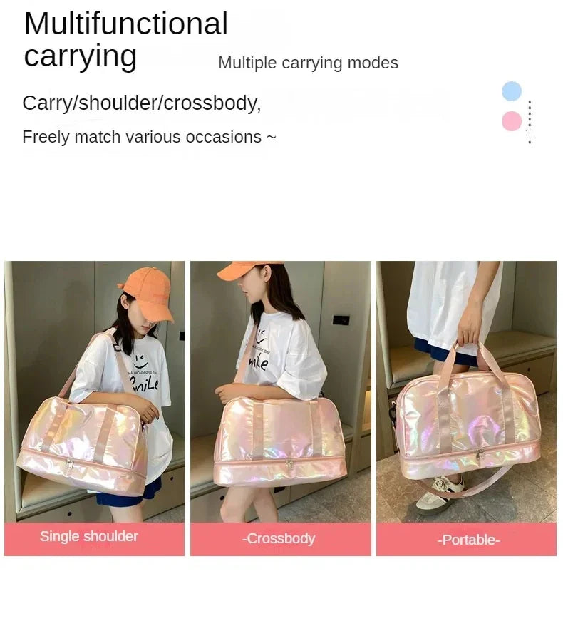 Women's Gym Travel Bag Large Capacity Handbag Shoulder Bag Casual Crossbody Luggage Bag Dry Wet Separation Sports Fitness Bag