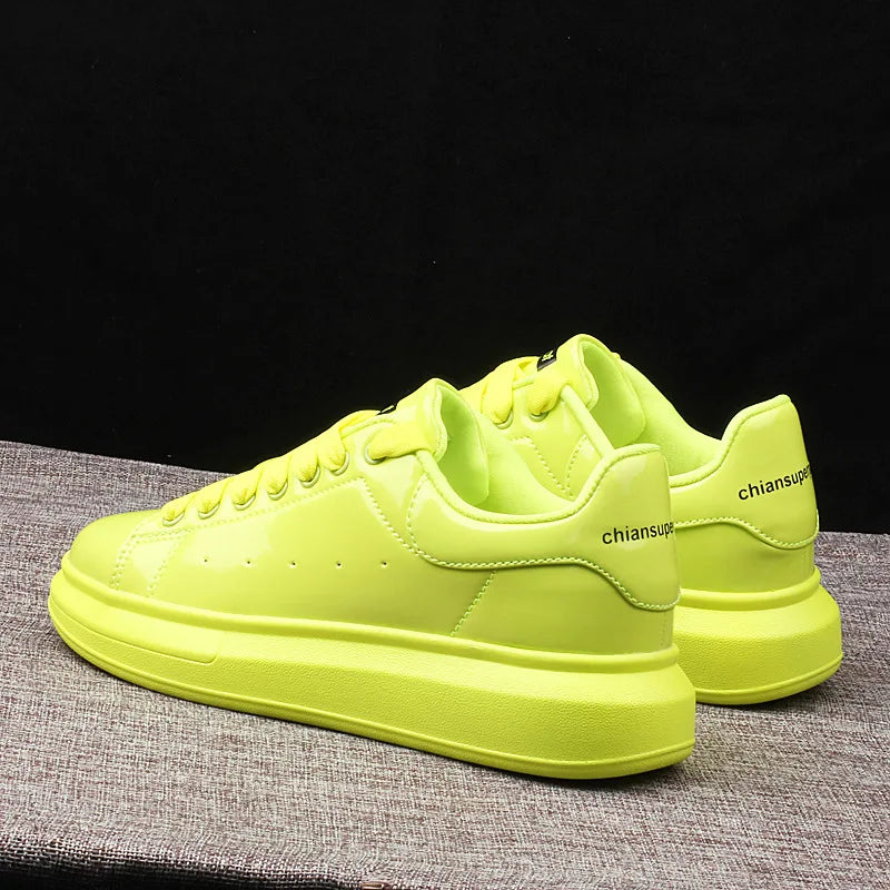 Sneaker Casual Men Women Designer Board Shoes Fashion Patent Leather Breathable Increased Internal Flat Platform White Shoes