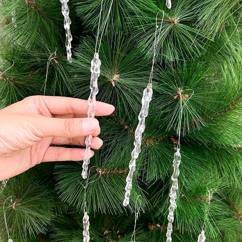 10Pcs Christmas Simulation Ice Xmas Tree Hanging Ornament Pendants Clear Fake Ice Winter Party New Year Navidad Decor for Home