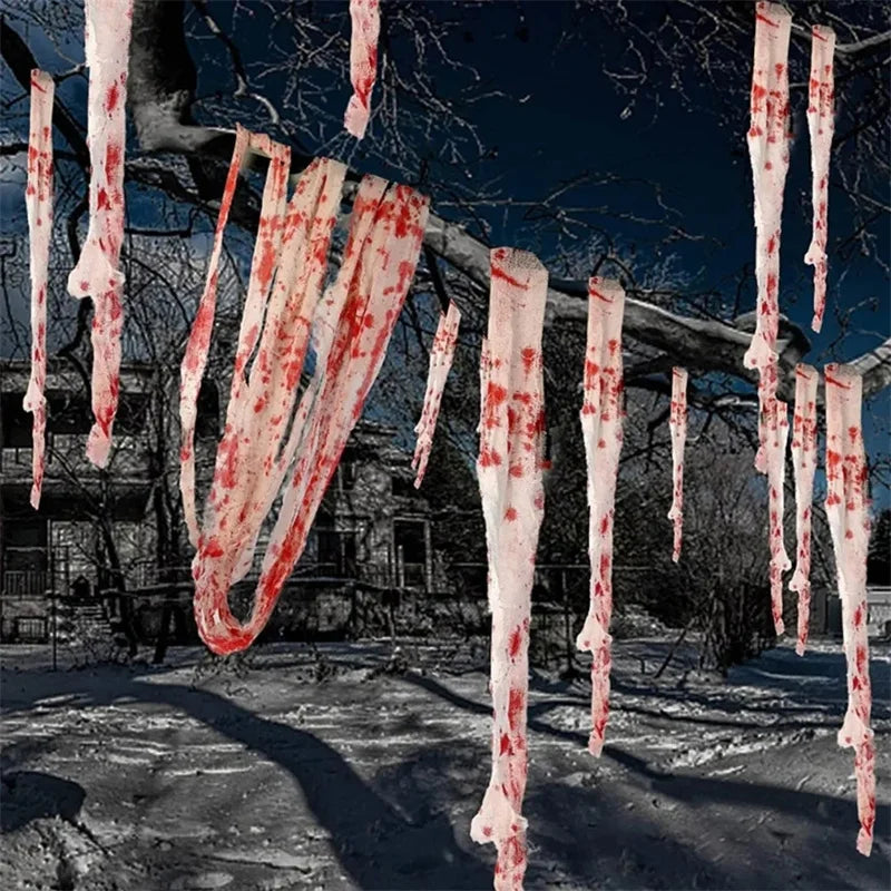 3m/5m Halloween Bloody Gauze Bandage Warning Isolation Belt Horror Props For Halloween Party Haunted House Home Scene Decoration