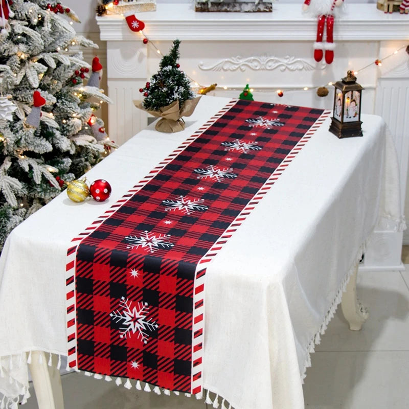 Christmas Table Runner Merry Christmas Decoration for Home Xmas Party Decor 2024 Navidad Notal Noel Ornament Happy New Year 2025
