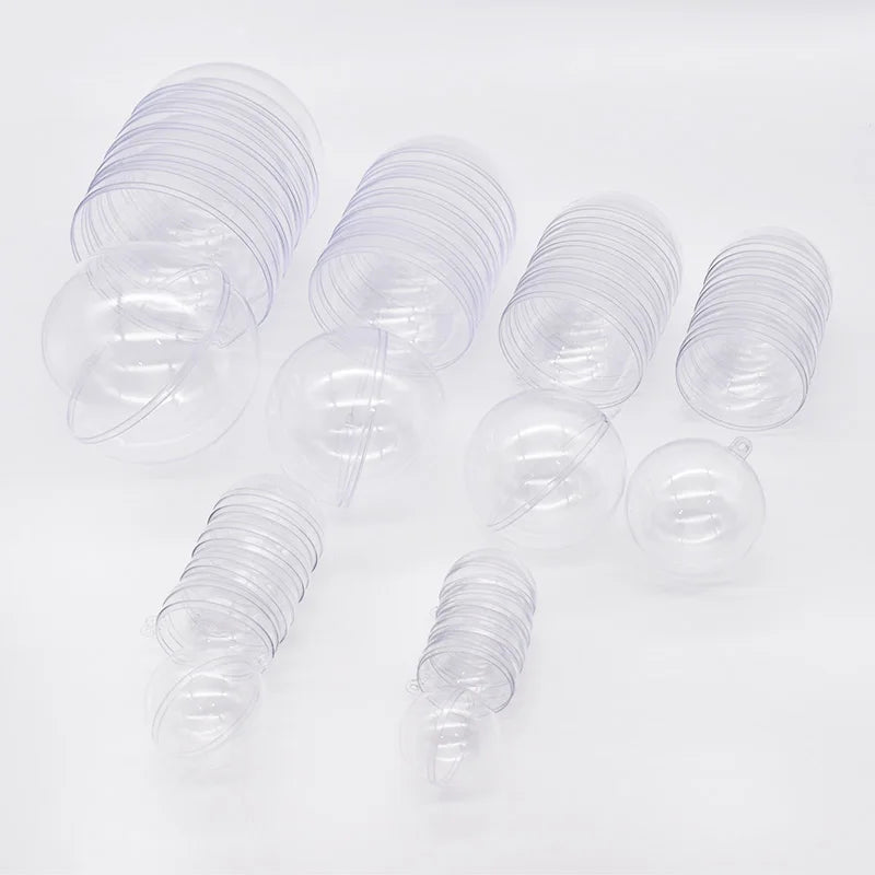 4-10CM Christmas Transparent Ball Plastic Fillable Bauble Xmas Tree Hanging Ornaments Decoration for Home Wedding Party Gift Box