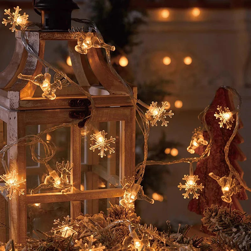 3M Christmas Lights LED Snowflake String Lights Xmas Fairy Light Lamp For Home New Year Party Supplies Christmas Tree Decor