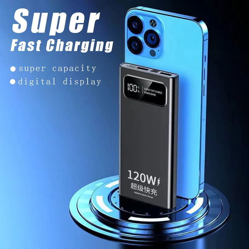 200000mAh Power Bank 120W Super Fast Charging High Capacity Battery Digital Display Power Bank For iphone Huawei Xiaomi Samsung