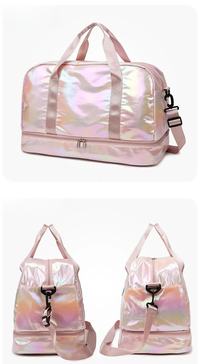 Women's Gym Travel Bag Large Capacity Handbag Shoulder Bag Casual Crossbody Luggage Bag Dry Wet Separation Sports Fitness Bag