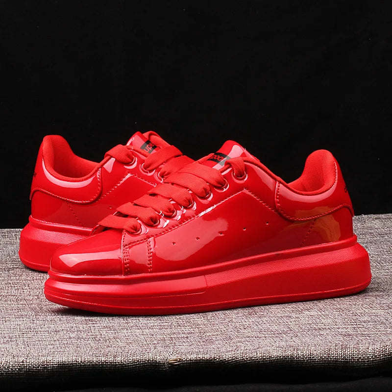 Sneaker Casual Men Women Designer Board Shoes Fashion Patent Leather Breathable Increased Internal Flat Platform White Shoes