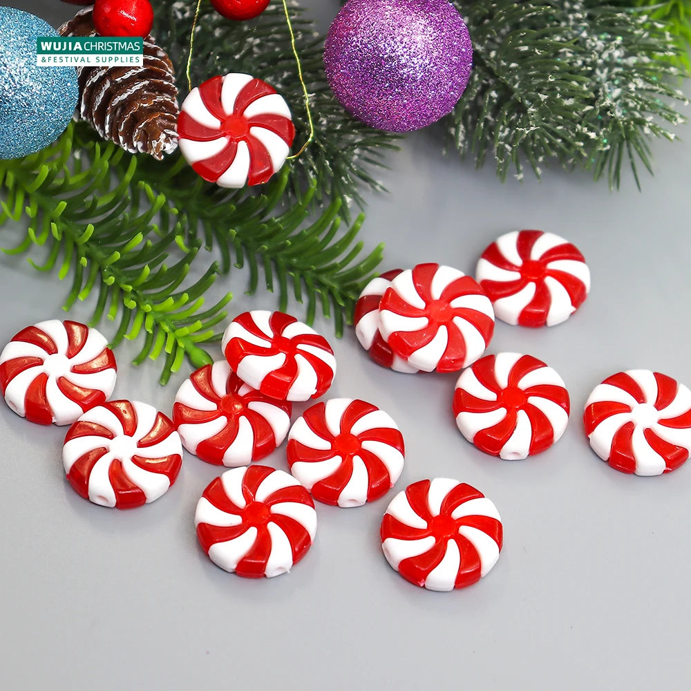 24PCS Christmas Lollipop Pendants Candy Cane Xmas Tree Hanging Ornaments for Christmas Decoration Holiday Party New Year Navidad