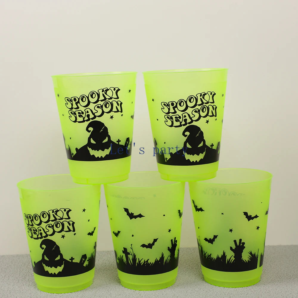 5Pcs Cartoon Halloween Ghost Skull Pumpkin Plastic Cup Trick or Treat Juice Wine Drinking for Halloween Theme Party Decoration