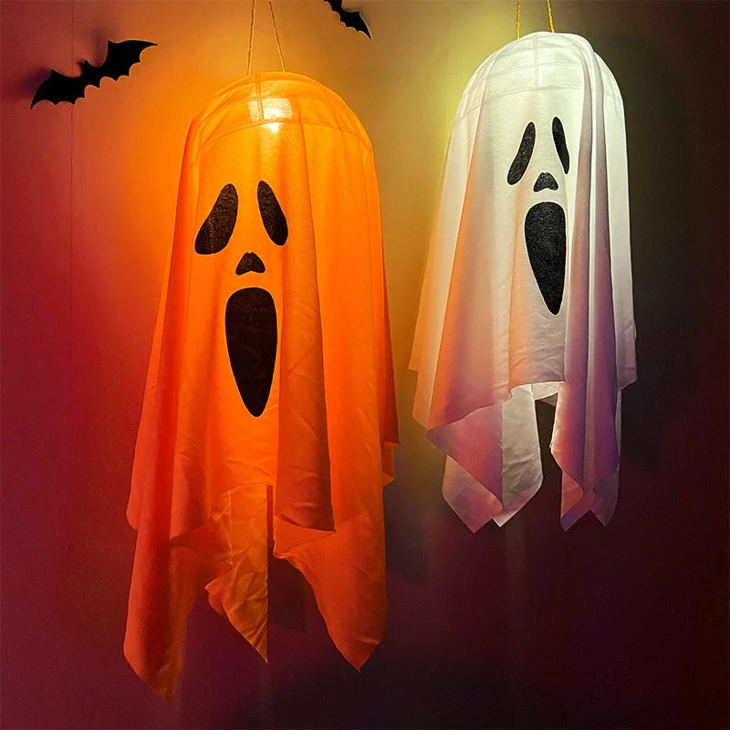 Halloween LED Glow Ghost Lights for Home Indoor Outdoor Hanging Decoration Haunted House Horror Props Bar Supplies 2024 New