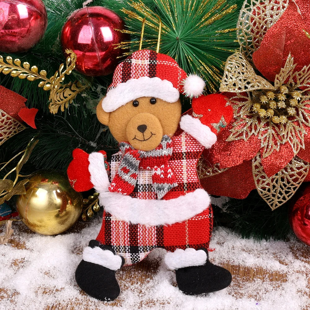 12/1Pcs Christmas Plush Doll Ornaments Santa Claus Snowman Xmas Tree Hanging Pendants Home Xmas New Year Party Decorations Gifts