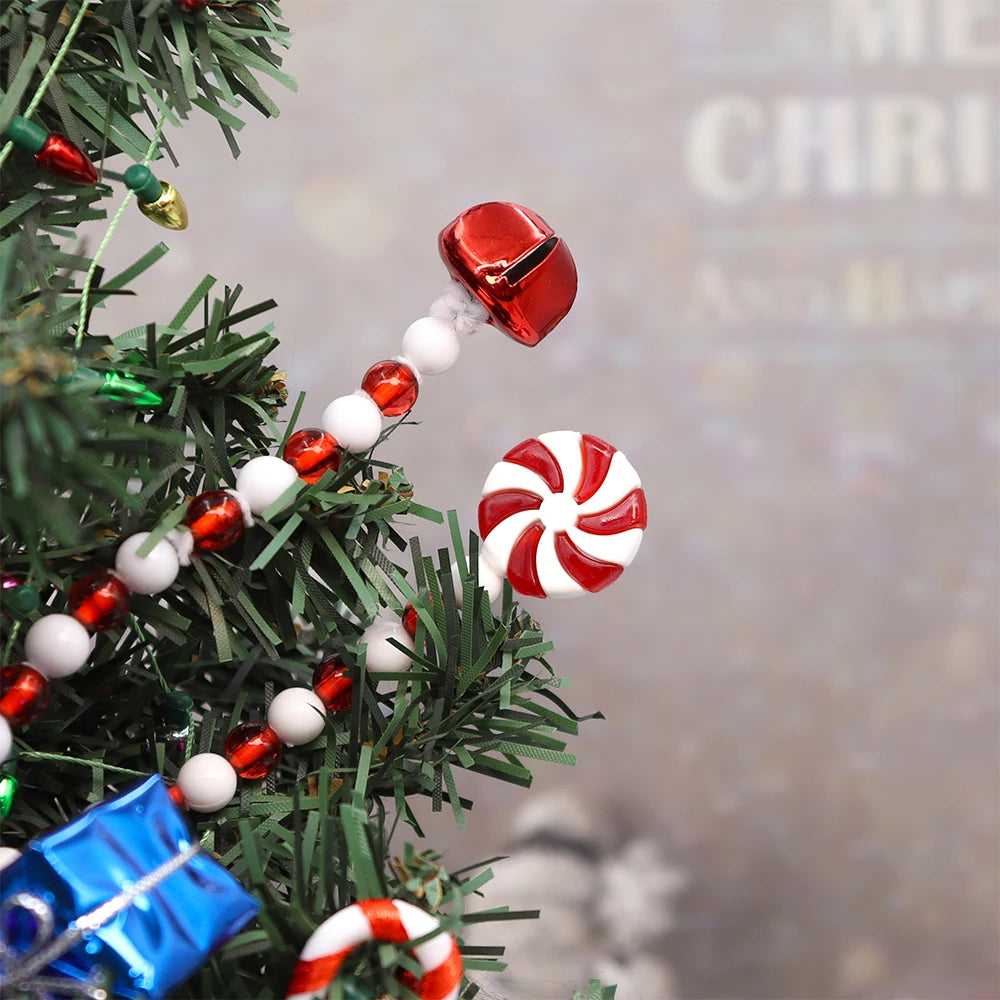 4pcs Candy Cane Christmas Decoration Bells Lollipop Pendants Tree Xmas Ornaments Home Decor Noel Gifts Navidad Party Supplies