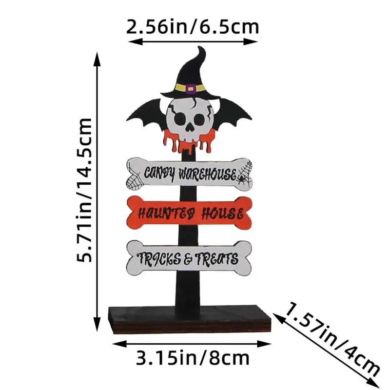 Halloween Table Sign Scary Funny Retro Home Decoration Tabletop Ornament Wooden Sign Halloween Accessories For Homes Dining Room