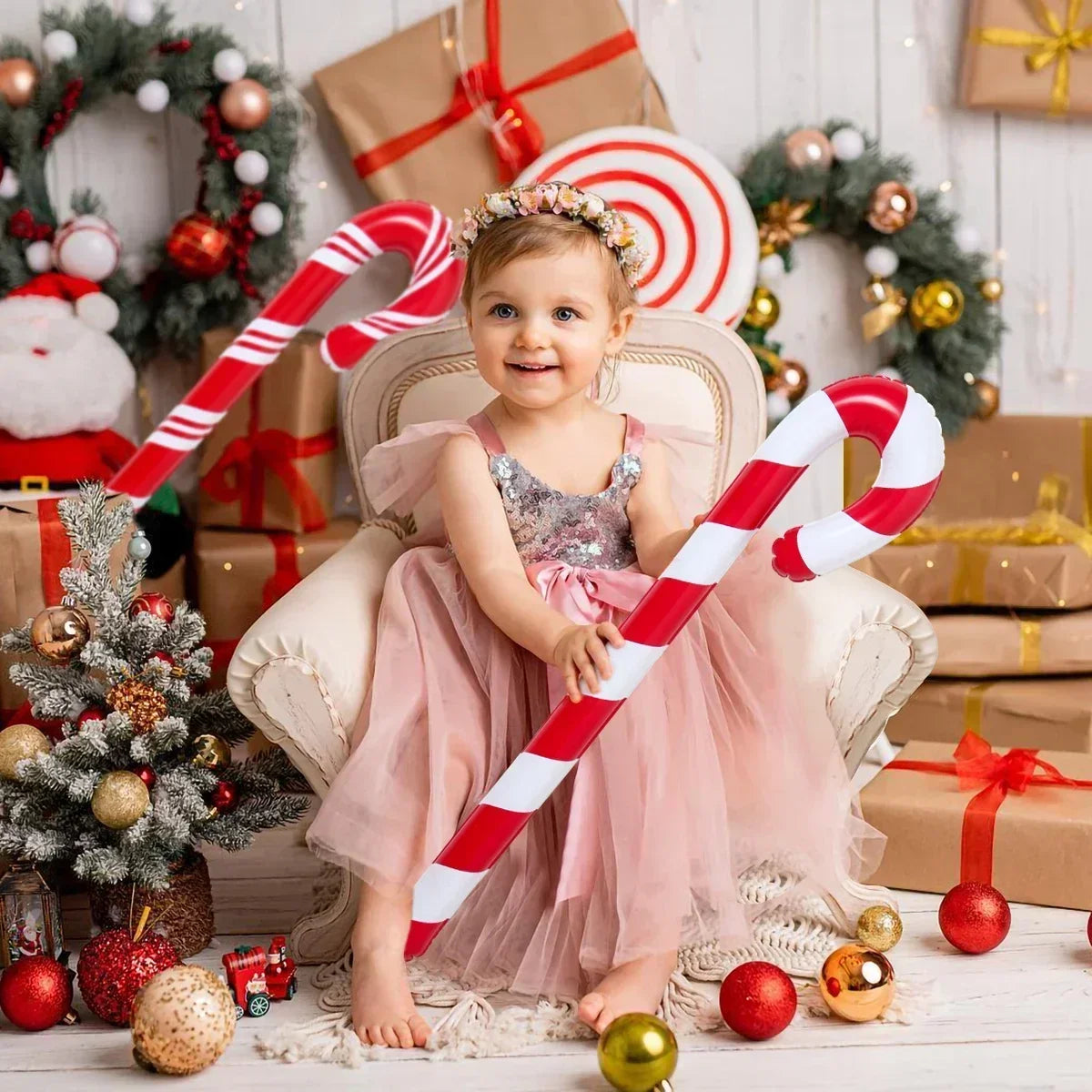 90cm Xmas Inflatable Christmas Candy Cane Stick 2025 Christmas Decoration Xmas Decorations for 2024 Xmas Navidad Party Supply