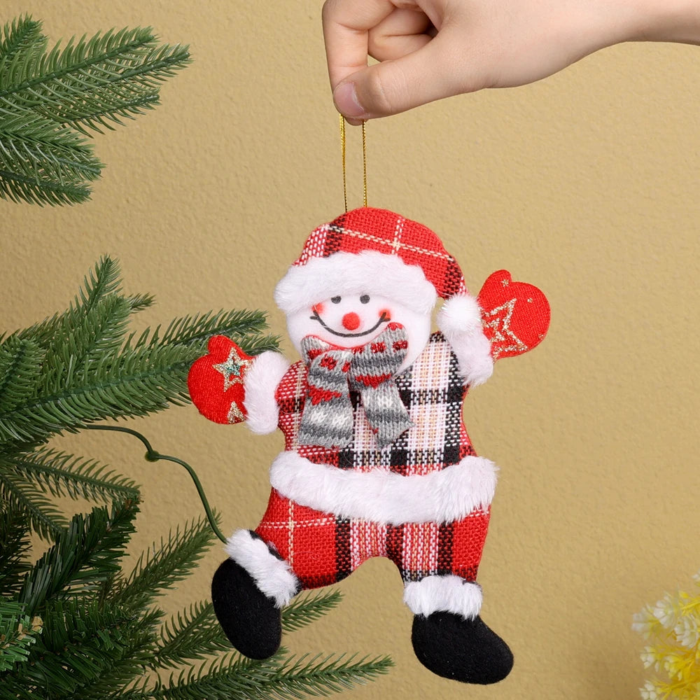12/1Pcs Christmas Plush Doll Ornaments Santa Claus Snowman Xmas Tree Hanging Pendants Home Xmas New Year Party Decorations Gifts