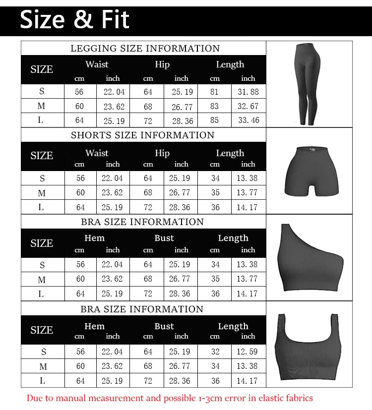 4 Piece Workout Sets For Women Ribbed Leggings Clothes Yoga Sets Active Wear Matching Work Out Sets Gym Pilates Outfits