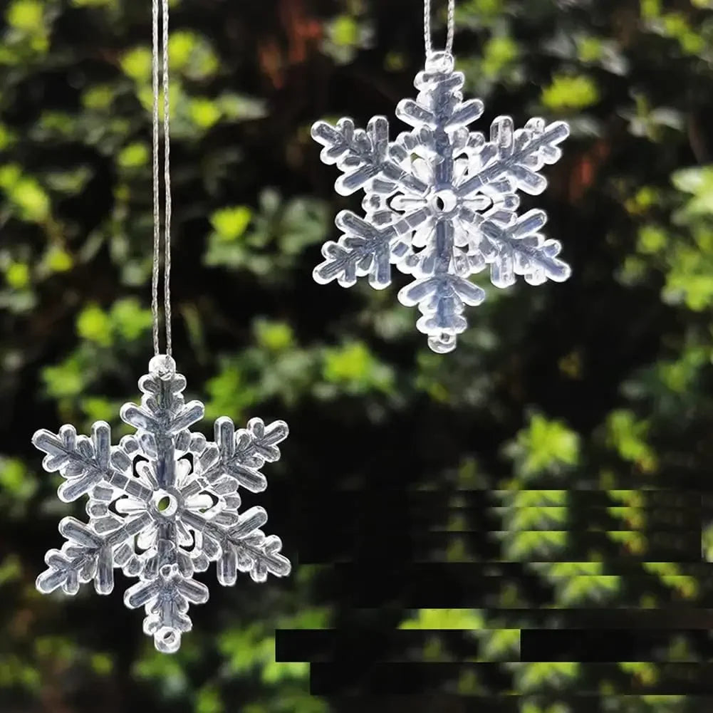 Acrylic Snowflake Drop Icicle Pendants Christmas Clear Crystal Ornaments Xmas Tree Hanging Pendants Home Party Decor New Year