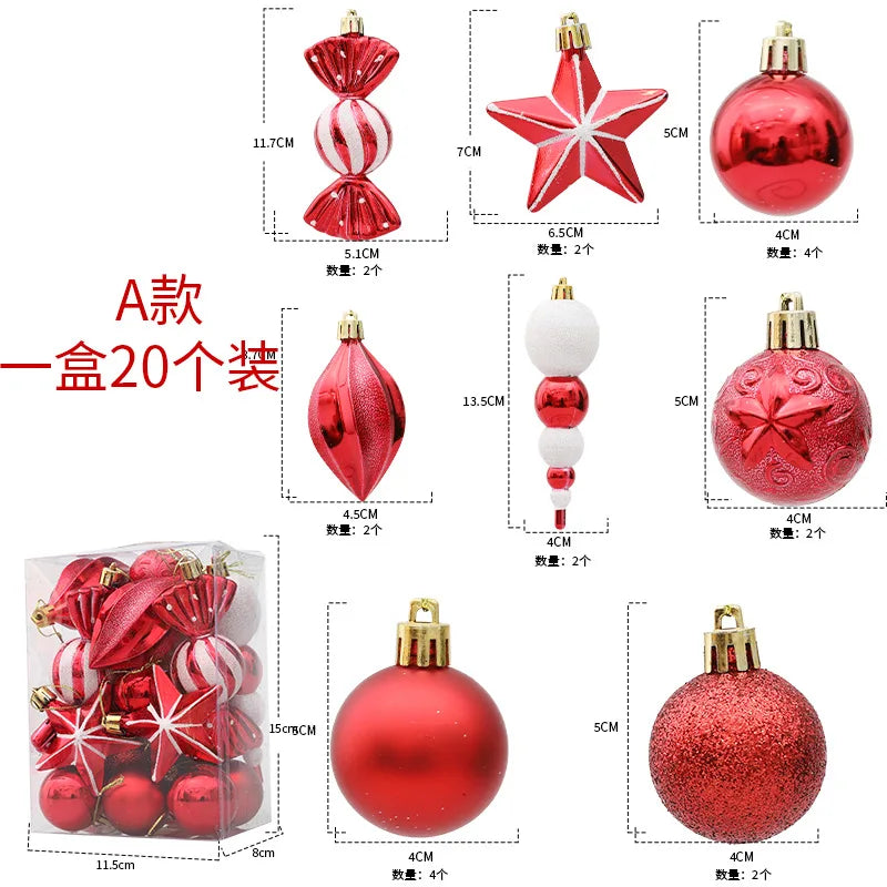 20/29/40pcs Christmas Ball Blue Red Christmas Tree Hanging Pendants Home Gifts New Year Special-shaped Christmas Spheres 2023