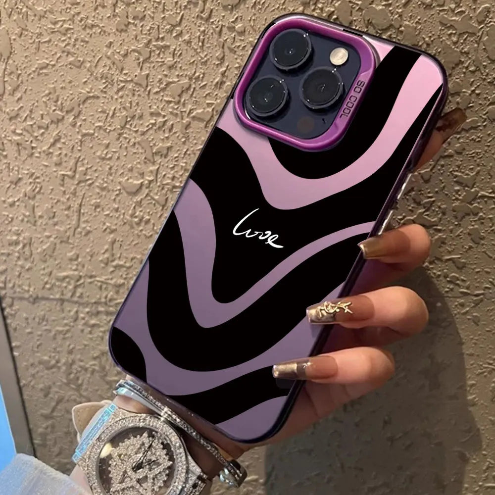 Color Case For iPhone 16 15 14 13 12 11 Pro Max X XR XS Max 7 8 Plus SE 2023 2022 2020 Cover IMD Shockproof Luxury Stripe Fundas