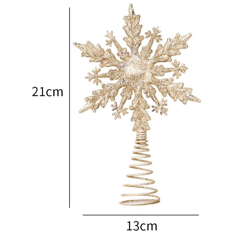 Christmas Tree Top Glitter Gold Silver Star Xmas Tree Snowflake Ornaments Christmas Decoration For Home 2024 Natal New Year 2025