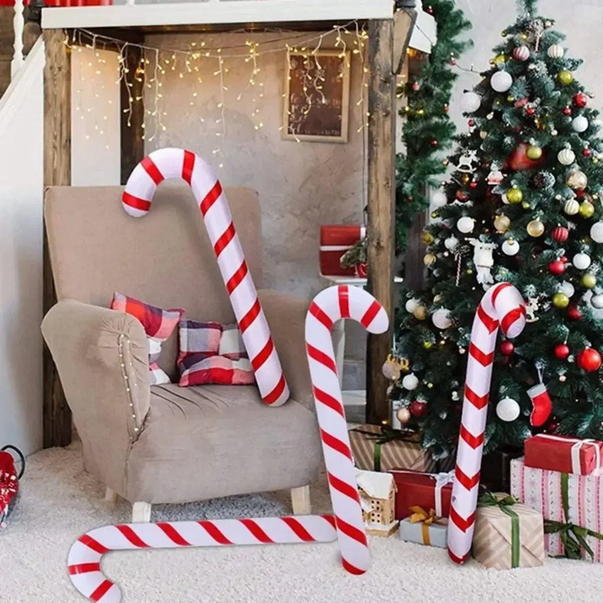 90cm Xmas Inflatable Christmas Candy Cane Stick 2025 Christmas Decoration Xmas Decorations for 2024 Xmas Navidad Party Supply