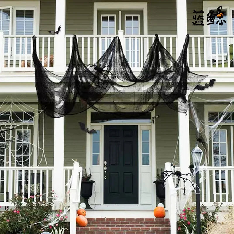 400cm Halloween Black Gauze Horror Haunted Houses Decor Black Creepy Cloth Party Home Doorway Wall Gauze Terror Scene Props