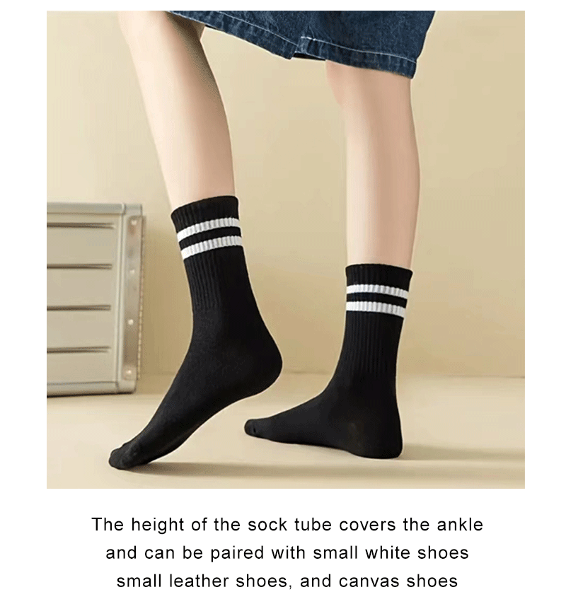6 Pairs Women's Mid-Tube Socks Solid Colour Autumn Winter Breathable Comfortable Sport Sweat Absorbent Man And Women's Socks