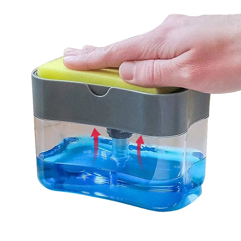 Dish Soap Dispenser for Kitchen,Liquid Soap Dispenser Kitchen Soap Dispenser with Sponge Holder,Sponge Caddy Soap Pump Dispenser