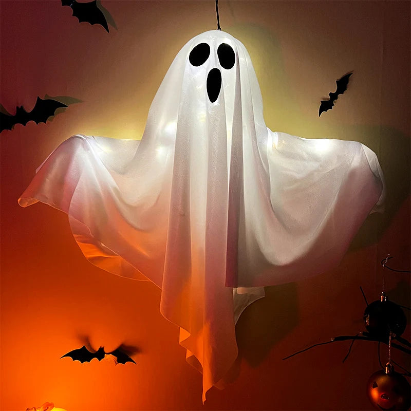 Halloween LED Glow Ghost Lights for Home Indoor Outdoor Hanging Decoration Haunted House Horror Props Bar Supplies 2024 New