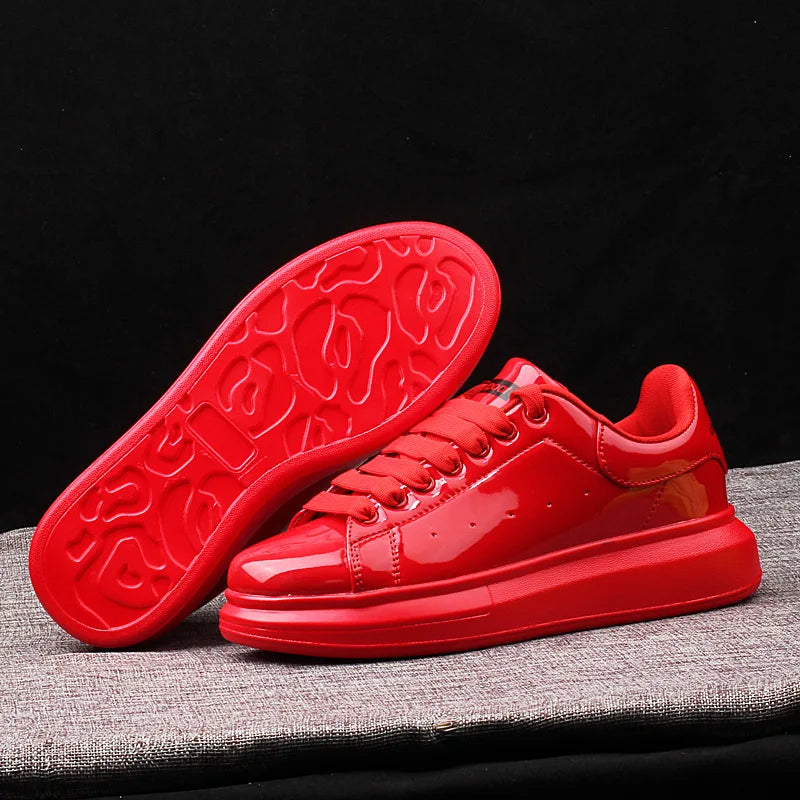 Sneaker Casual Men Women Designer Board Shoes Fashion Patent Leather Breathable Increased Internal Flat Platform White Shoes