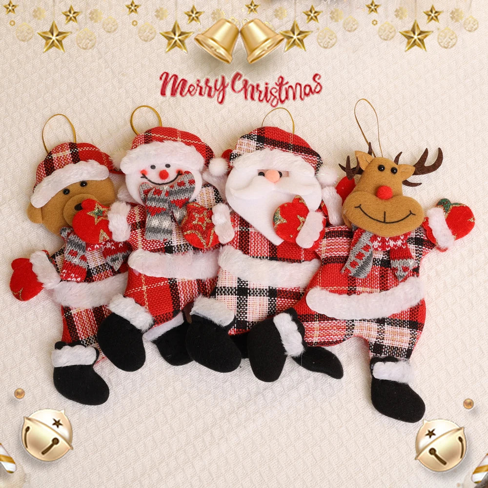 12/1Pcs Christmas Plush Doll Ornaments Santa Claus Snowman Xmas Tree Hanging Pendants Home Xmas New Year Party Decorations Gifts