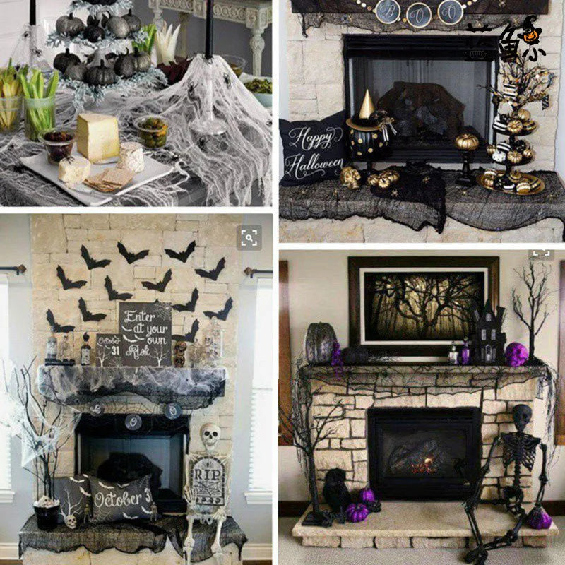400cm Halloween Black Gauze Horror Haunted Houses Decor Black Creepy Cloth Party Home Doorway Wall Gauze Terror Scene Props