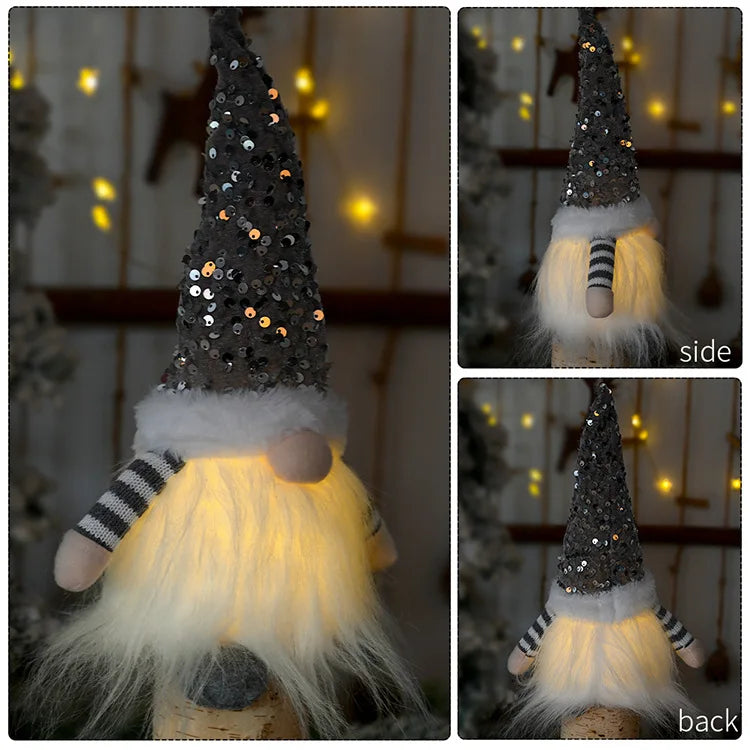2024 Christmas Doll Sled Elf Ski Gnome with Led Light Christmas Decorations for Home Xmas New Year Children's Gifts 28cm