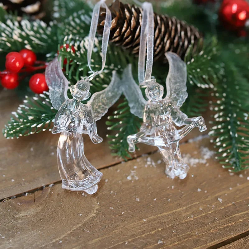 Acrylic Snowflake Drop Icicle Pendants Christmas Clear Crystal Ornaments Xmas Tree Hanging Pendants Home Party Decor New Year
