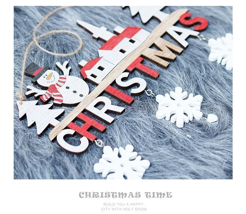 Christmas Decorative Door Hanger Wooden Pendant Christmas Gift Christmas Home Decoration New Year Naviidad Door Pendants