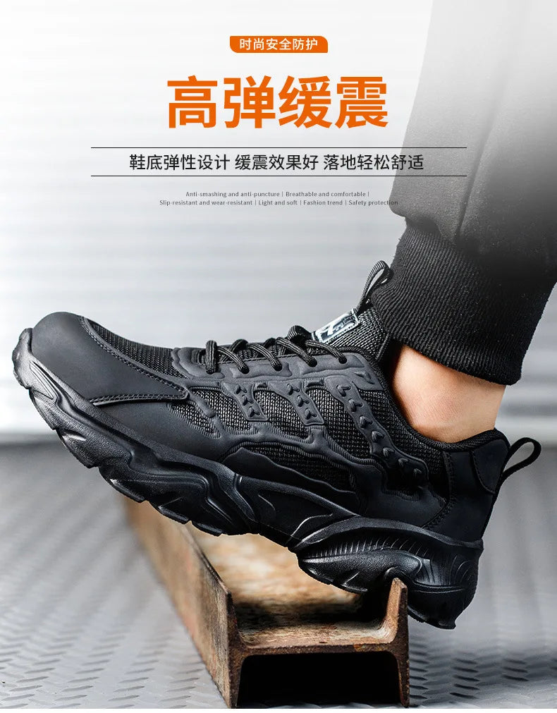 White Safety Shoes Men Steel Toe Boots Work Sneakers Anti-smash Anti-puncture Indestructible Shoes Sport Men Protective Shoes