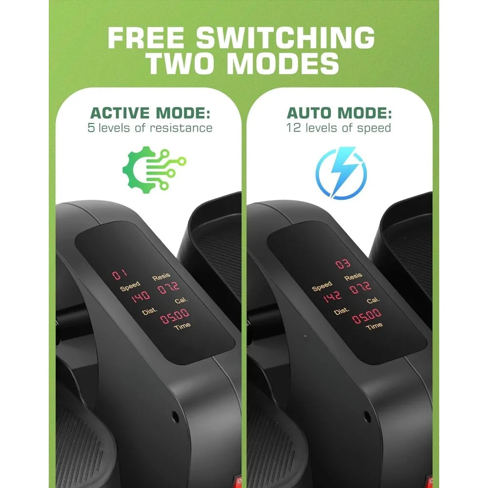 Under Desk Elliptical Machine,Ellipse Leg Exerciser,Dual Mode Resistance/Speed Adjustable Motorized Bike Pedal Exerciser