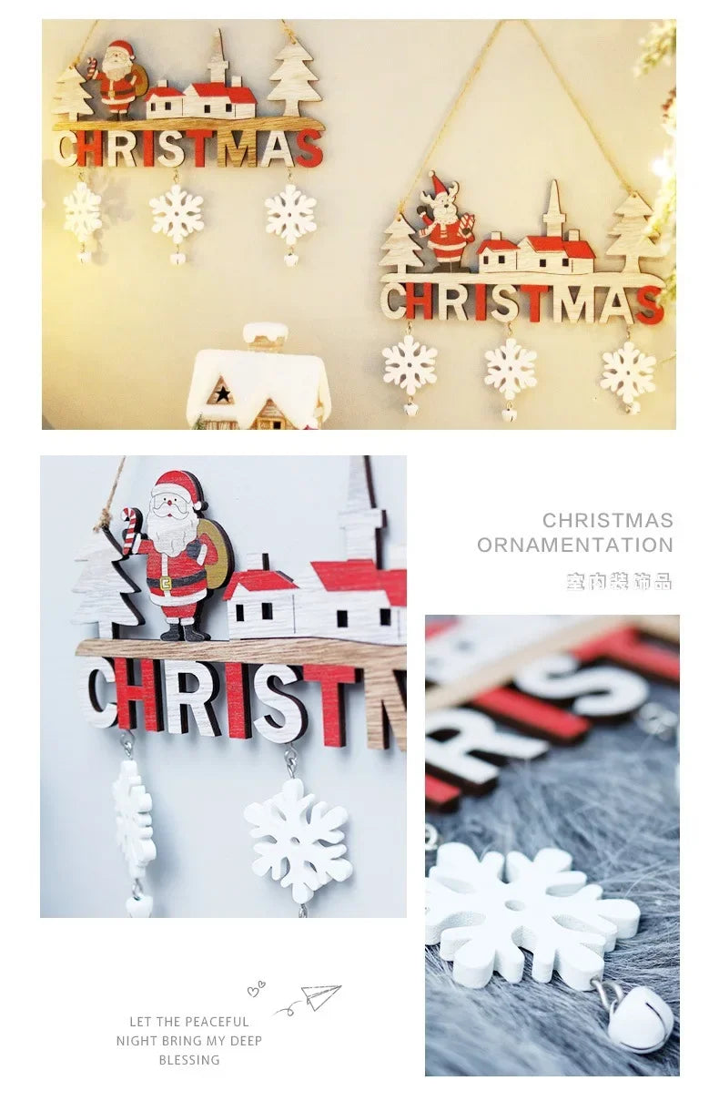 Christmas Decorative Door Hanger Wooden Pendant Christmas Gift Christmas Home Decoration New Year Naviidad Door Pendants