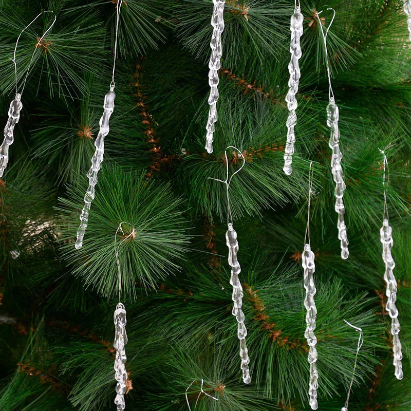 10Pcs Christmas Simulation Ice Xmas Tree Hanging Ornament Pendants Clear Fake Ice Winter Party New Year Navidad Decor for Home