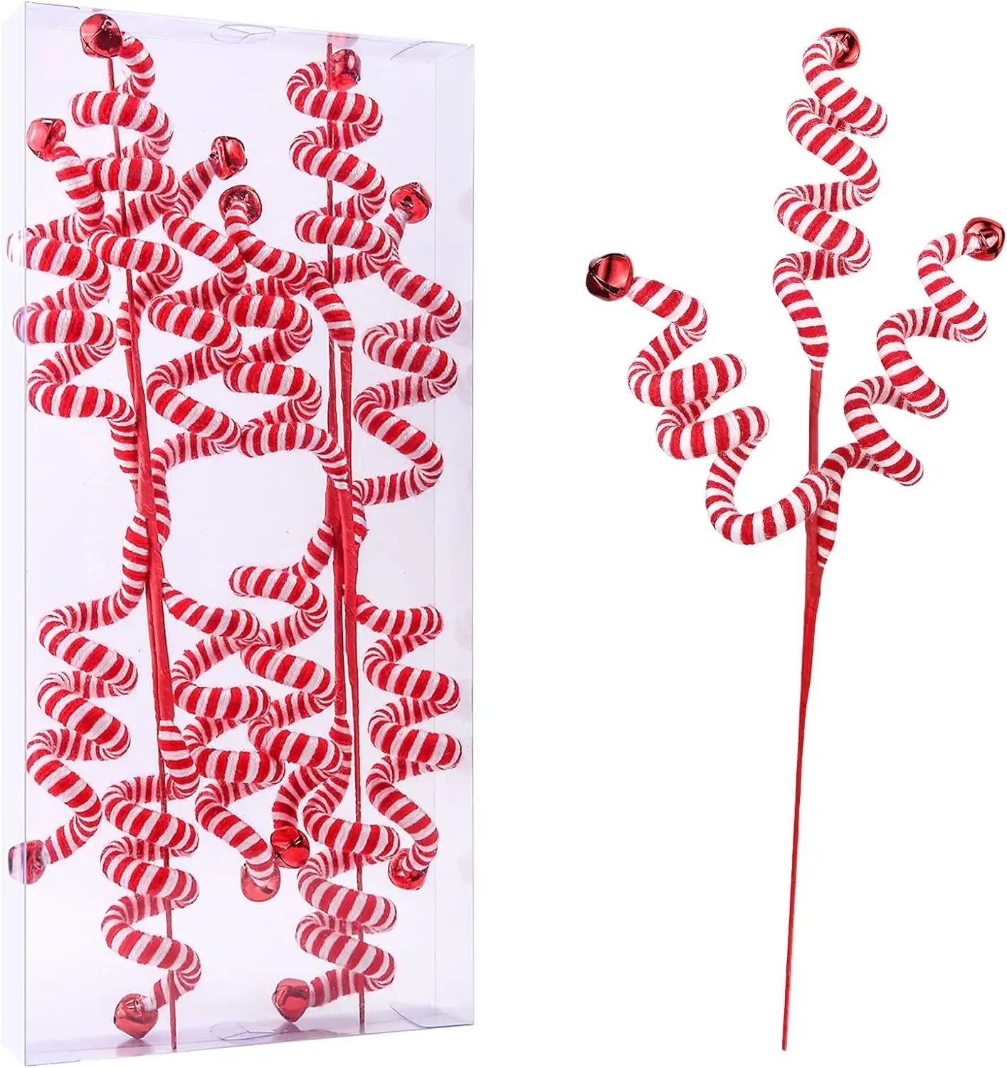 Christmas Tree Decoration Red/White Woolen Bells Curly Pick Branch Christmas Ornaments Home Office Party Xmas Gift Navidad