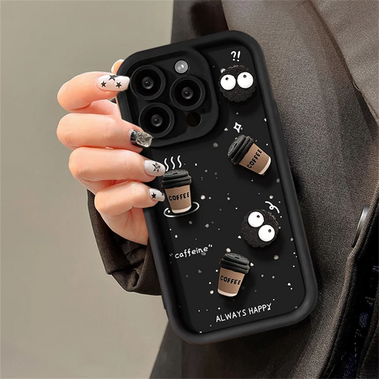 Cute Fun 3D Ball Coffee Silicone Phone Case For iPhone 11 13 12 14 15 Pro Max 13 15 Pro XS XR XS 7 8  Max Korean Cartoon Cover