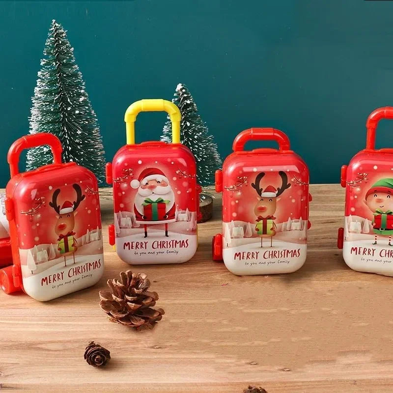 Creative Christmas Luggage Candy Box Cartoon Santa Claus Snowman Elk Elf Xmas Gift Bag Christmas Decor New Year Money Suitcase