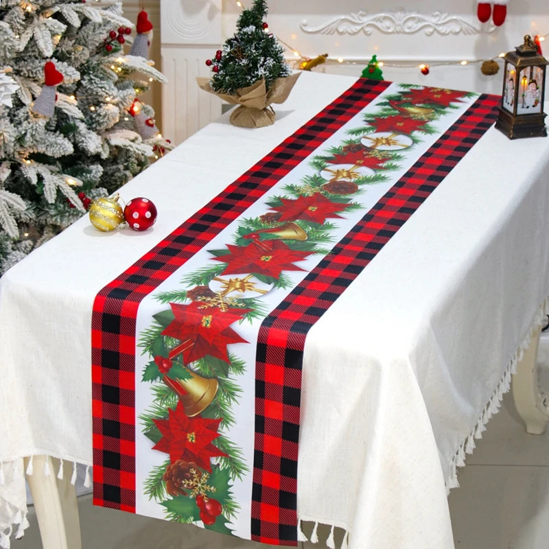 Christmas Table Runner Merry Christmas Decoration for Home Xmas Party Decor 2024 Navidad Notal Noel Ornament Happy New Year 2025