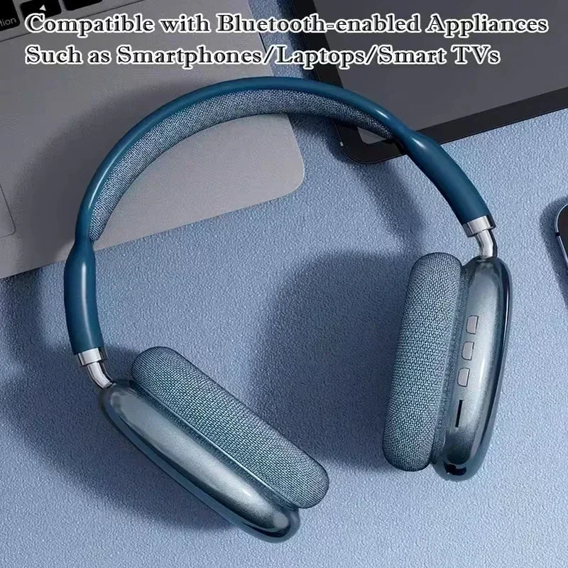 New P9Pro Max Wireless Bluetooth Headphones Noise Cancelling Mic Over Ear Sports Gaming With TF Card Slot Headset Earphone